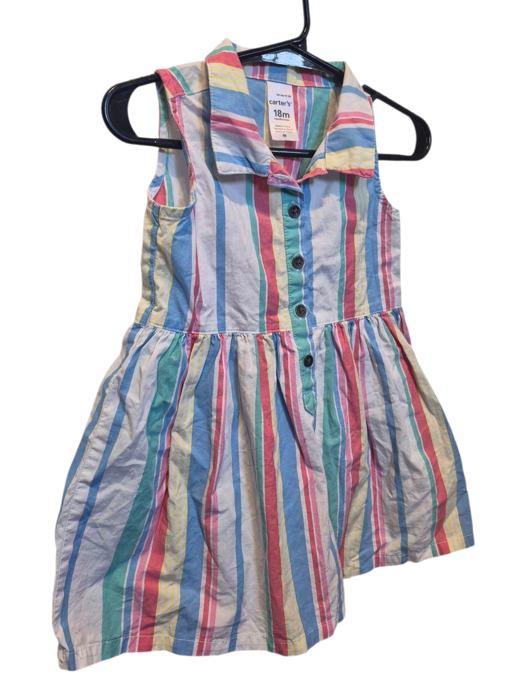 Carter's Pastel Multicolor Striped Sleeveless Cotton Dress